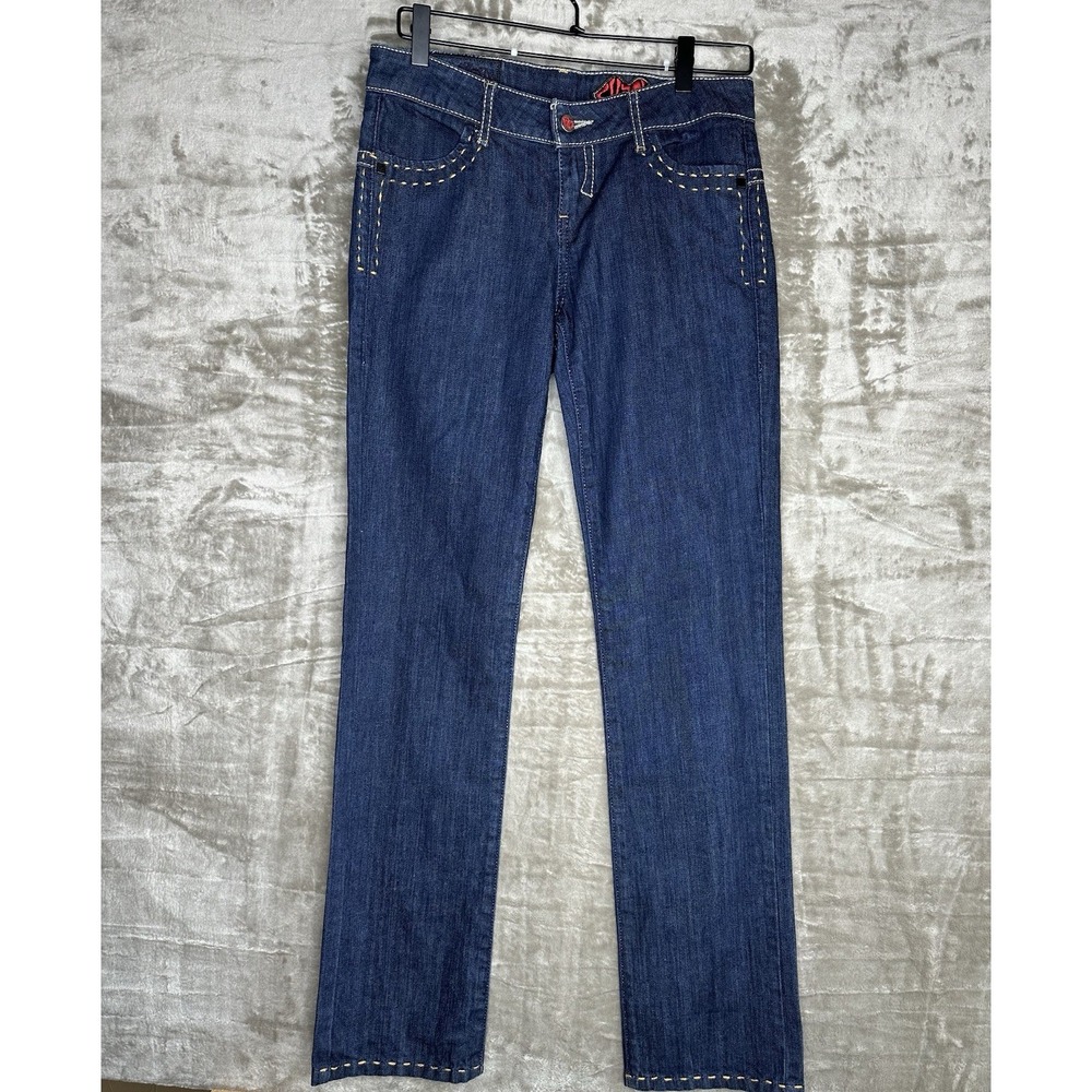 Y2K Nicky Hilton Women's Dark Wash Straight Jeans Embroidered Pockets Size 29